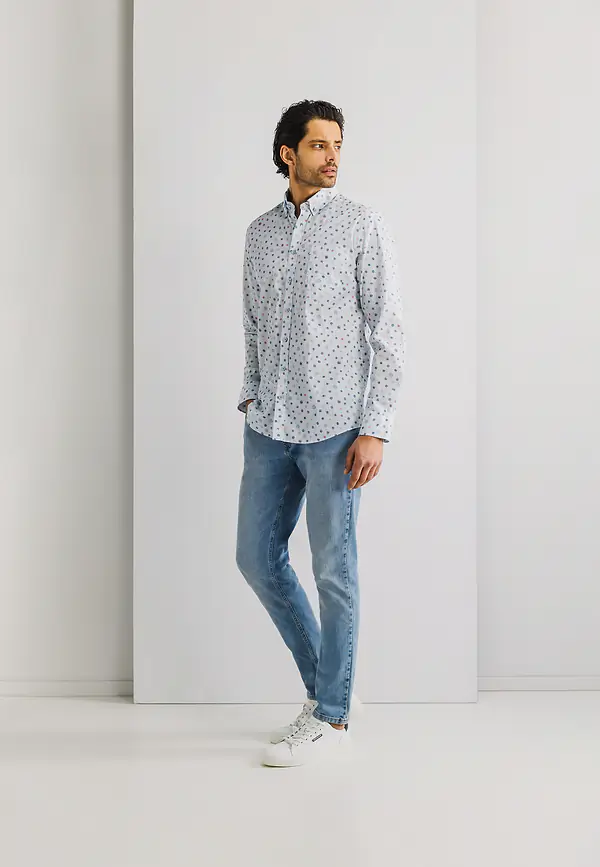 State Of Art Poplin Overhemd Met Streepdessin Wit/jade