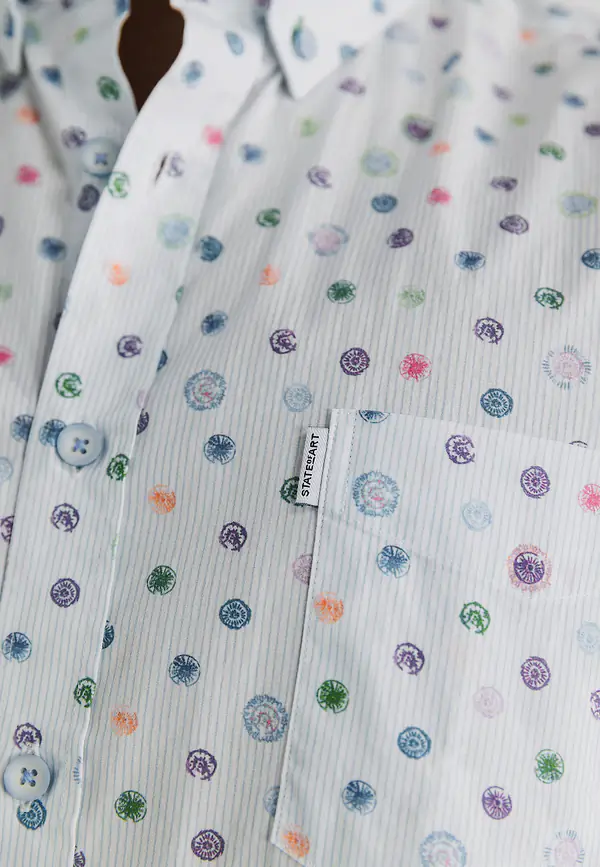 State Of Art Poplin Overhemd Met Streepdessin Wit/jade