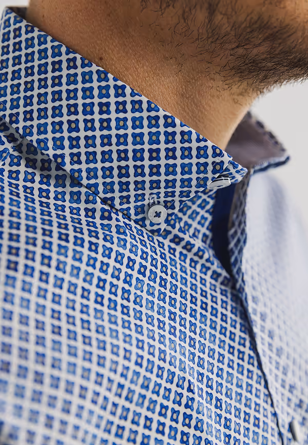 State Of Art Poplin Overhemd Van Stretch-katoen Wit/kobalt