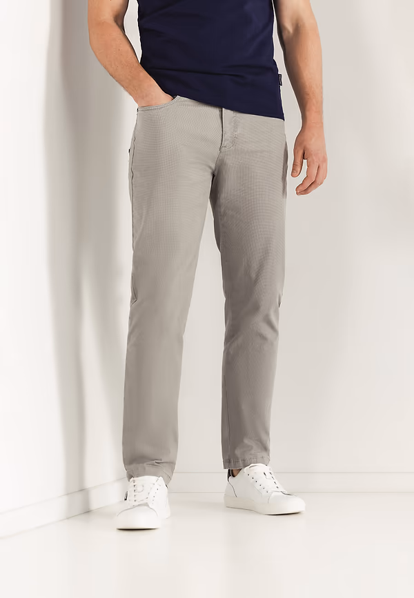 state of art RACER stretchbroek met print warm grijs uni