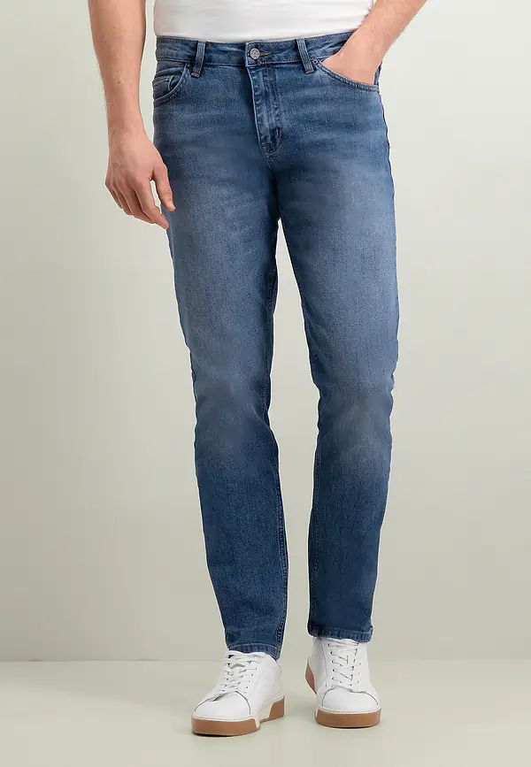 state of art RACER stretchjeans met regular fit grijsblauw uni