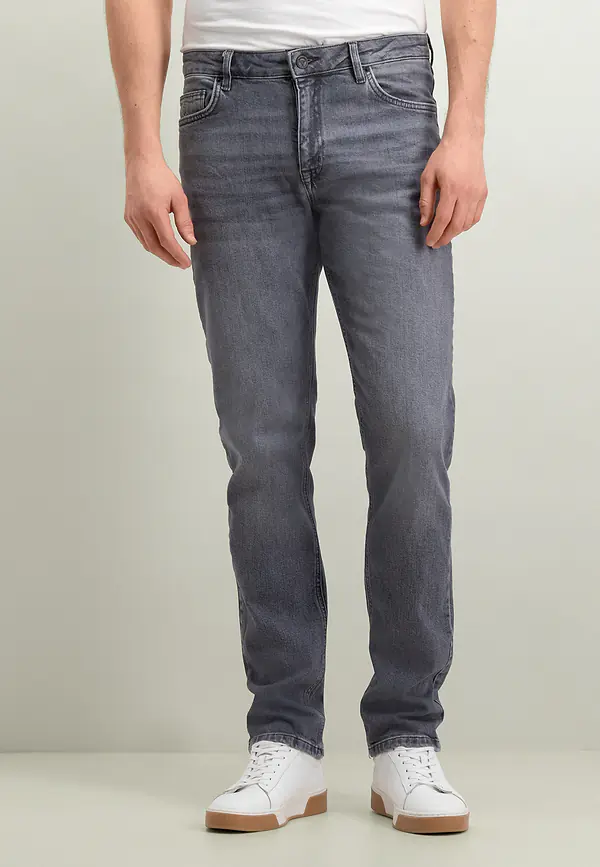 state of art RACER stretchjeans met regular fit middengrijs uni