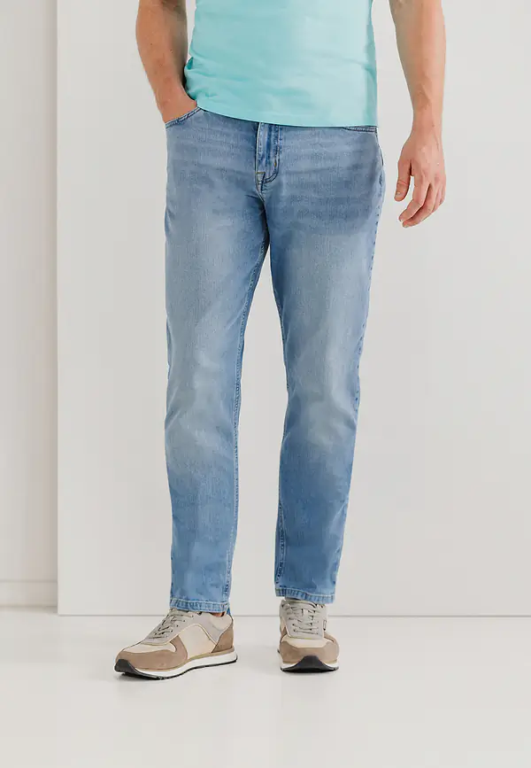 state of art RACER stretchjeans met regular fit mintblauw uni