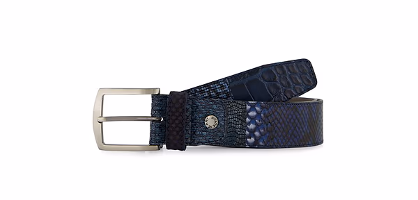 state of art Riem van exotische leersoorten donkerblauw uni
