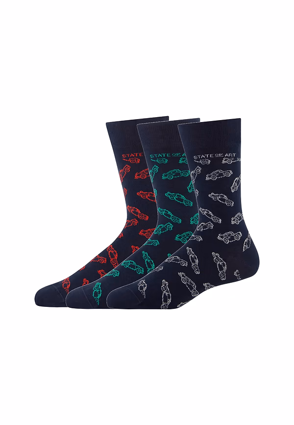 state of art Set van 3 paar sokken assorti donkerblauw uni