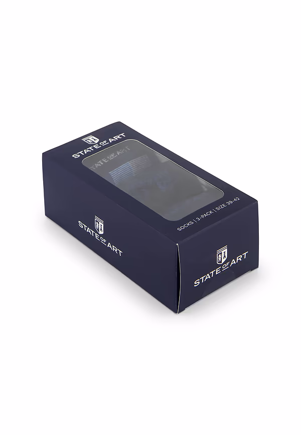 State Of Art Set Van 3 Paar Sokken Blauw Donkerblauw Uni