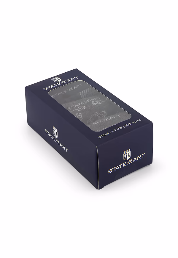 State Of Art Set Van 3 Paar Sokken Grijs Donkerantraciet Uni