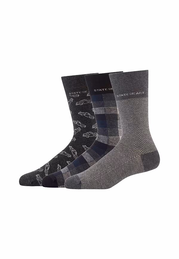 state of art Set van 3 paar sokken grijs donkerantraciet uni