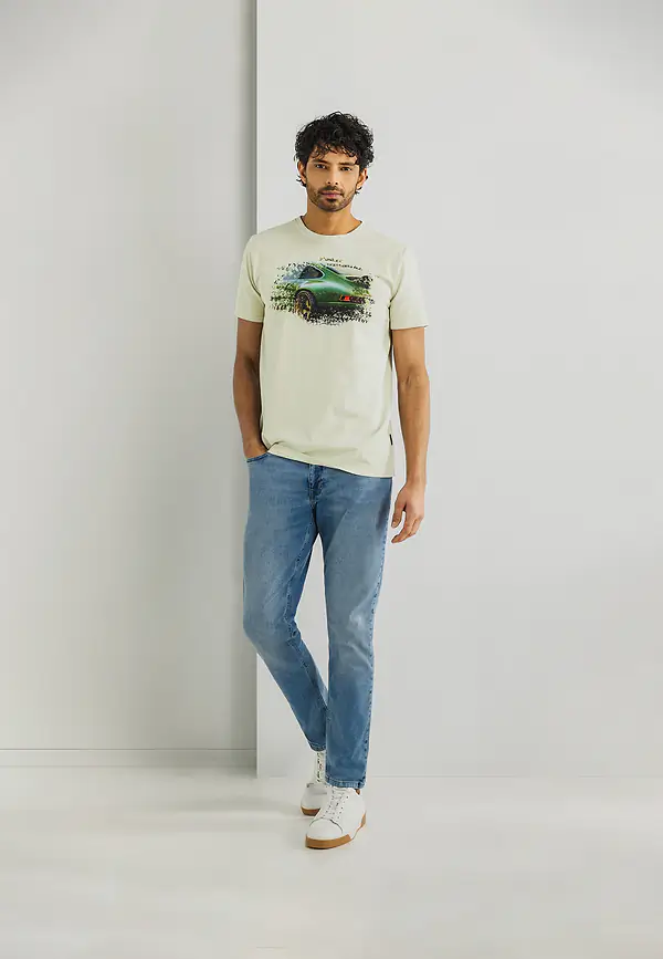 State Of Art Single Jersey T-shirt Met Digitale Print Greige Uni