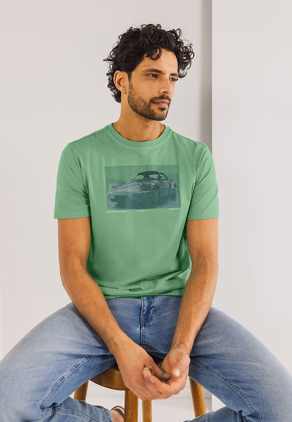state of art Single jersey T-shirt met print op de borst jade uni