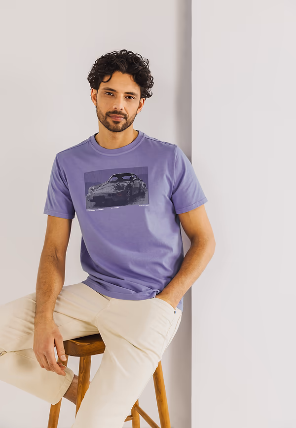 state of art Single jersey T-shirt met print op de borst violet uni
