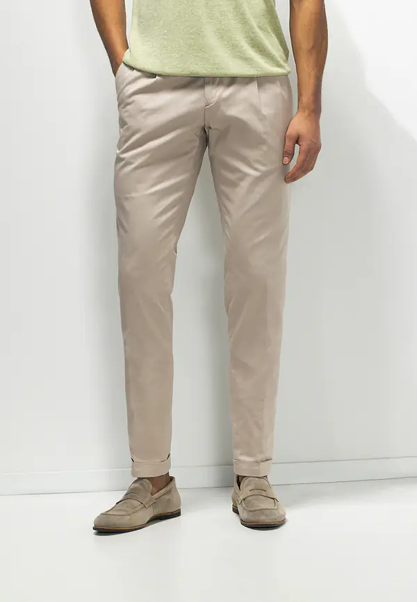 state of art ATELIER chino met plooien beige uni