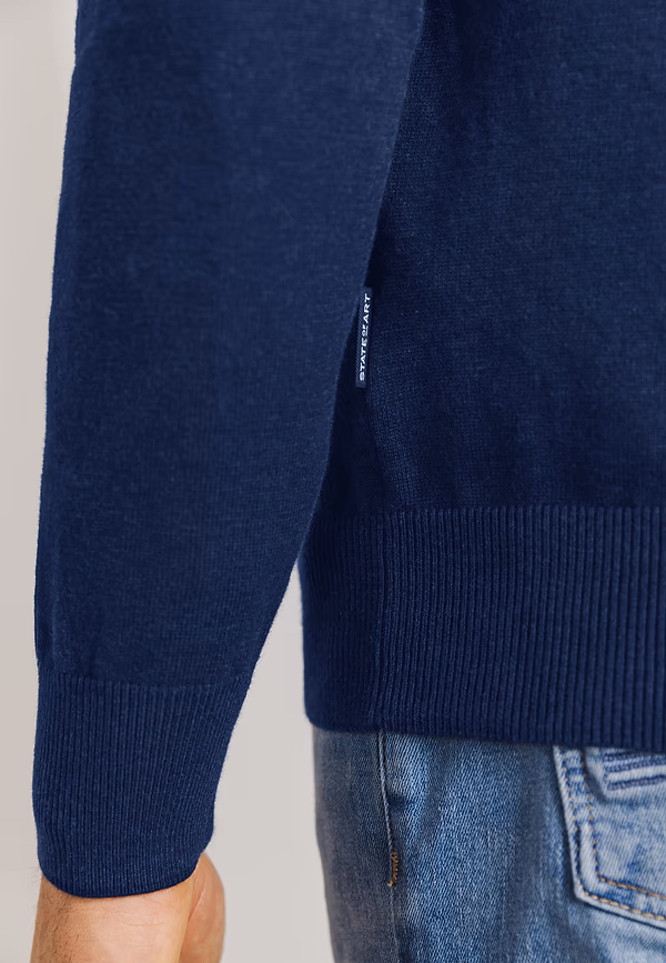 State Of Art Basis Trui Met Halve Rits Kobalt Uni