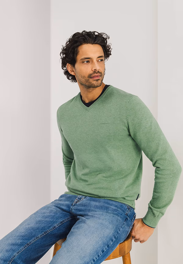 State Of Art Basis Trui Met V-hals Bladgroen Uni