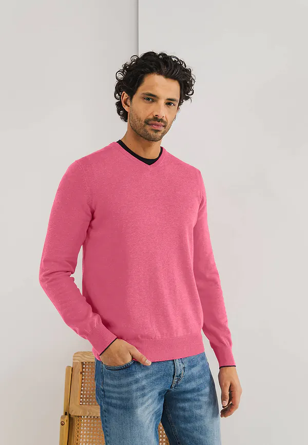 state of art Basis trui met V-hals flamingo uni