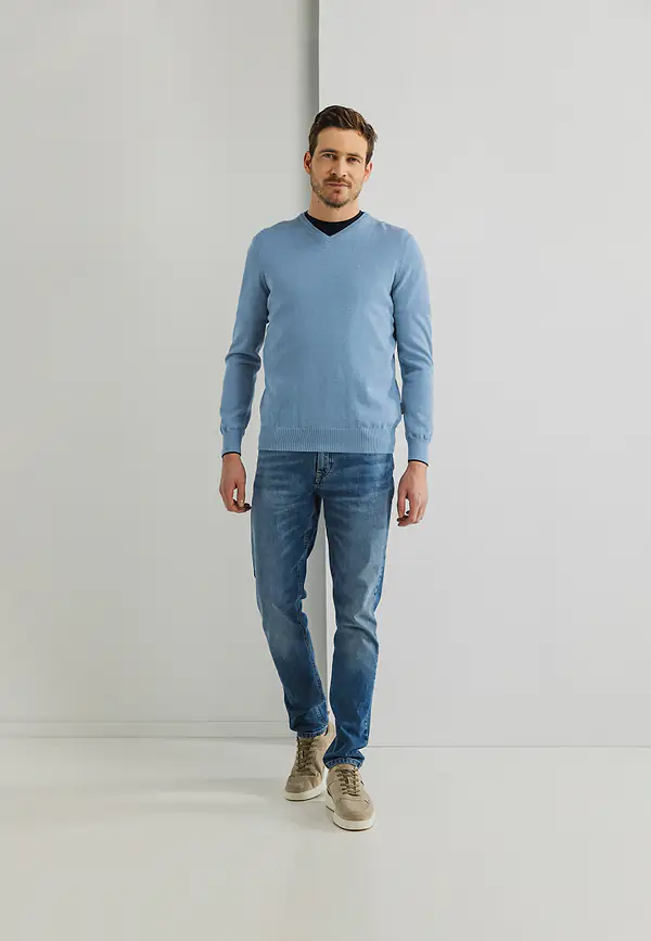 State Of Art Basis Trui Met V-hals Grijsblauw Uni