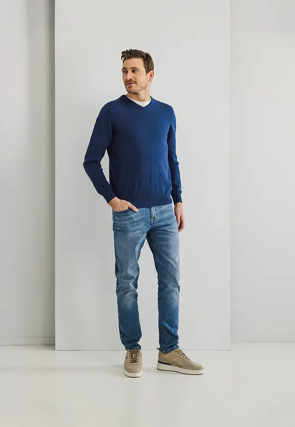 State Of Art Basis Trui Met V-hals Kobalt Uni