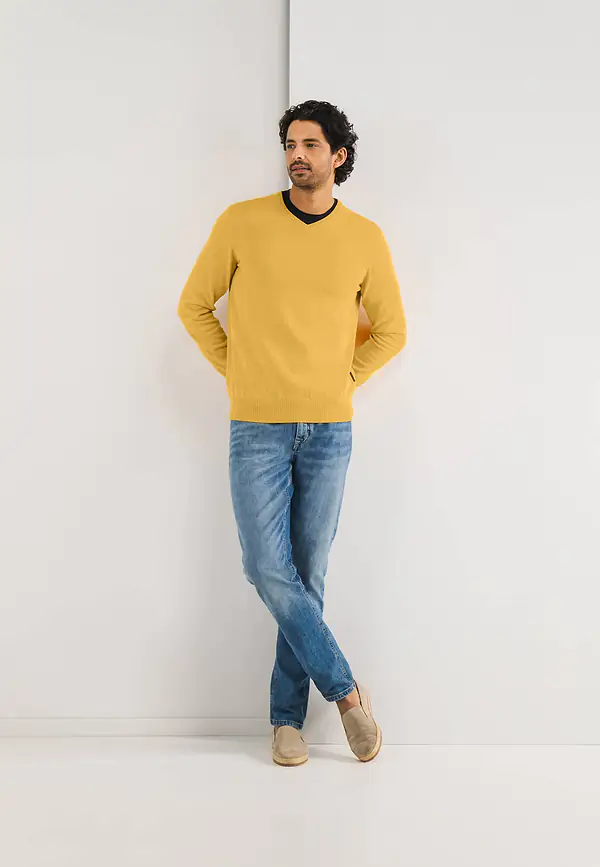 State Of Art Basis Trui Met V-hals Lichtgeel Uni