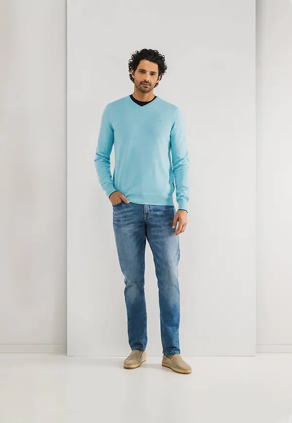 State Of Art Basis Trui Met V-hals Mintblauw Uni