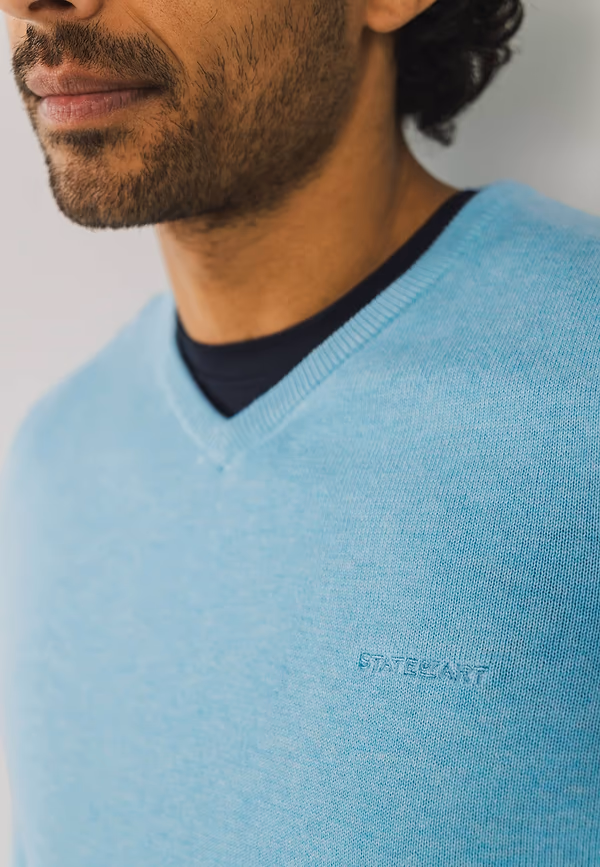 State Of Art Basis Trui Met V-hals Mintblauw Uni