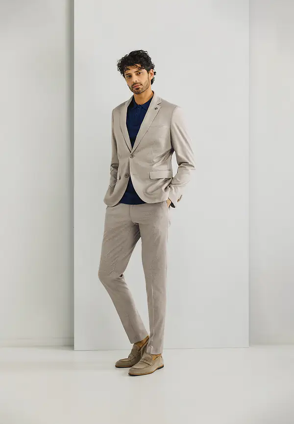 State Of Art Blazer Van Gebreide Stof Beige Uni