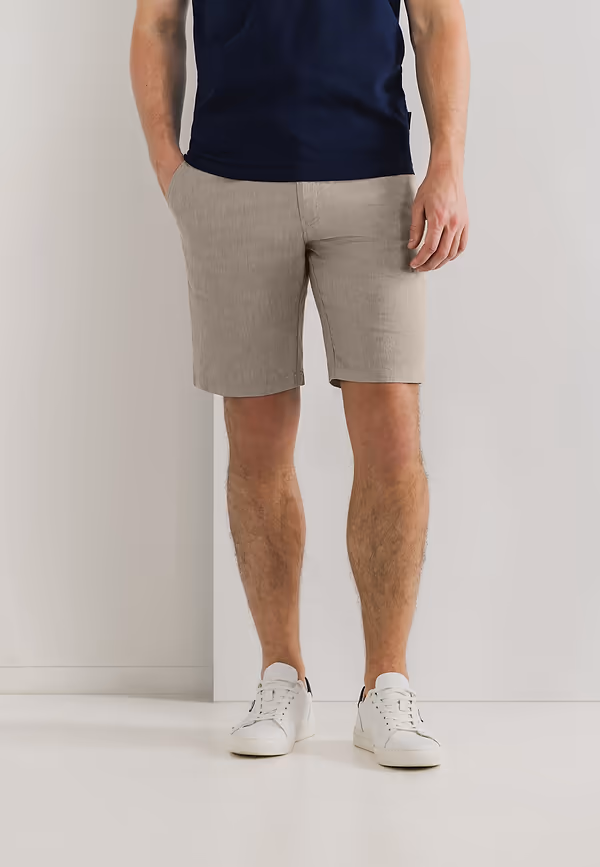 state of art Chinoshort met linnen beige uni