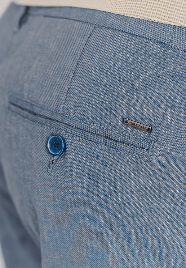 State Of Art Chinoshort Met Linnen Grijsblauw Uni