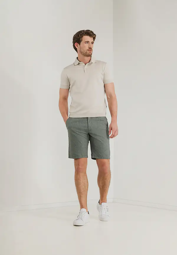 State Of Art Chinoshort Met Linnen Mosgroen Uni