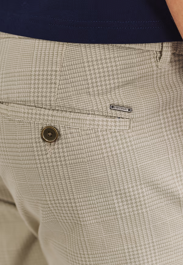 State Of Art Chinoshort Met Ruitdessin Kit/beige