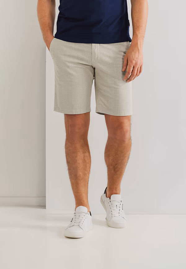state of art Chinoshort met ruitdessin kit/beige