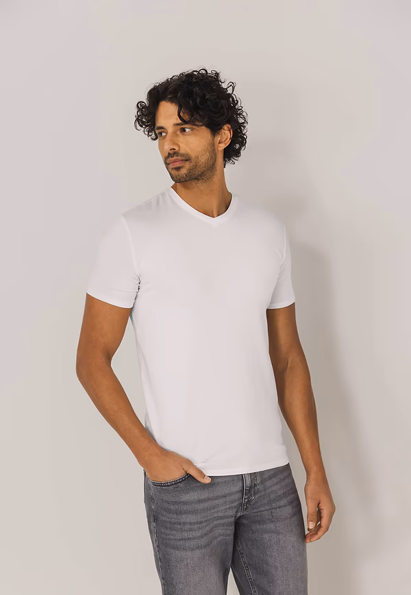 state of art ESSENTIALS T-shirt met V-hals wit uni
