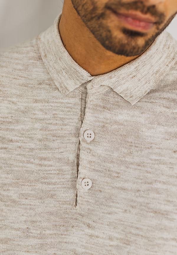 State Of Art Gebreide Polo Gemêleerd Beige/wit