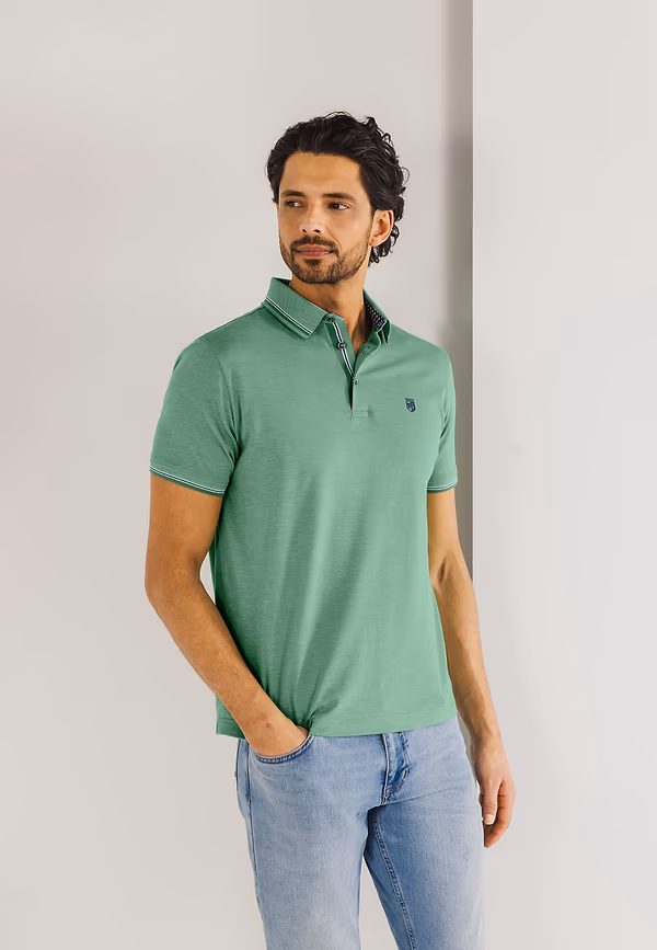 state of art Gemerceriseerde Oxford polo jade/jade