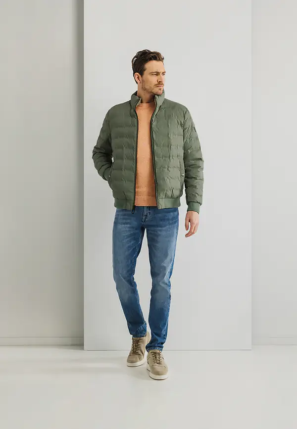 State Of Art Omkeerbare Korte Jas Beige/bladgroen