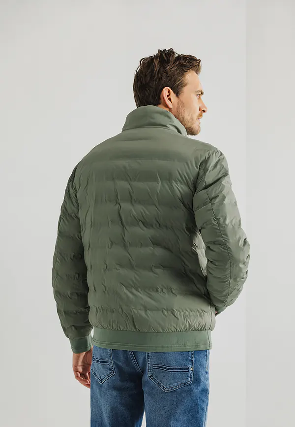 State Of Art Omkeerbare Korte Jas Beige/bladgroen