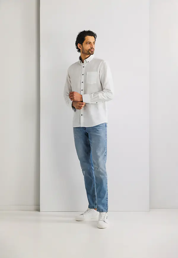 State Of Art Overhemd Van Een Linnenmix Wit Uni