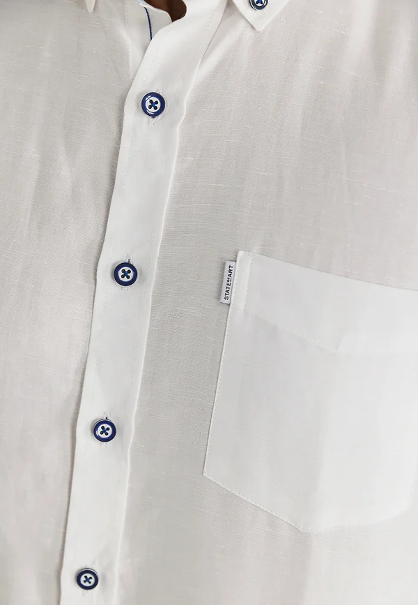 State Of Art Overhemd Van Een Linnenmix Wit Uni