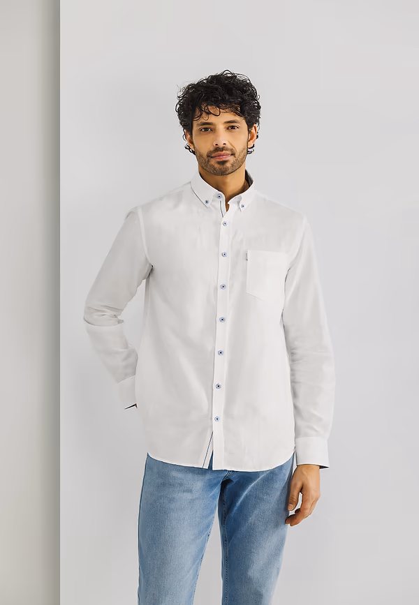 state of art Overhemd van een linnenmix wit uni