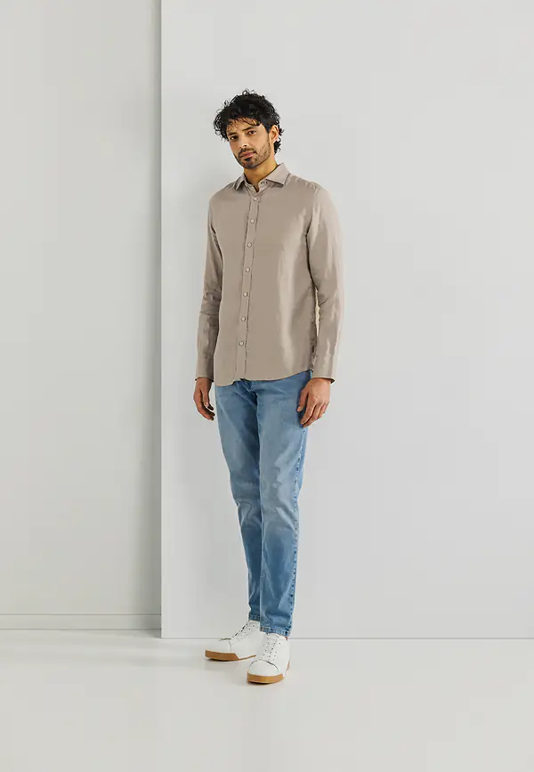 State Of Art Overhemd Van Linnen Beige Uni