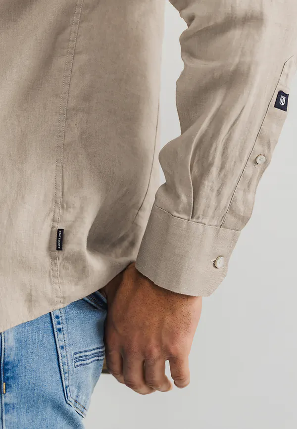 State Of Art Overhemd Van Linnen Beige Uni