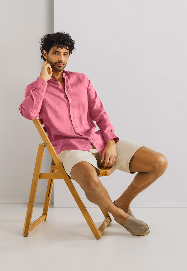 State Of Art Overhemd Van Linnen Flamingo Uni