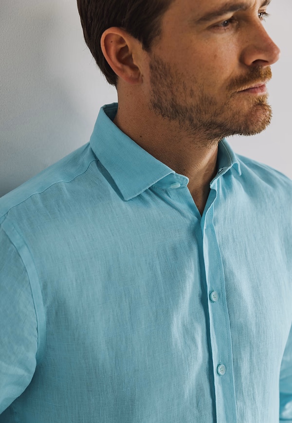 State Of Art Overhemd Van Linnen Mintblauw Uni