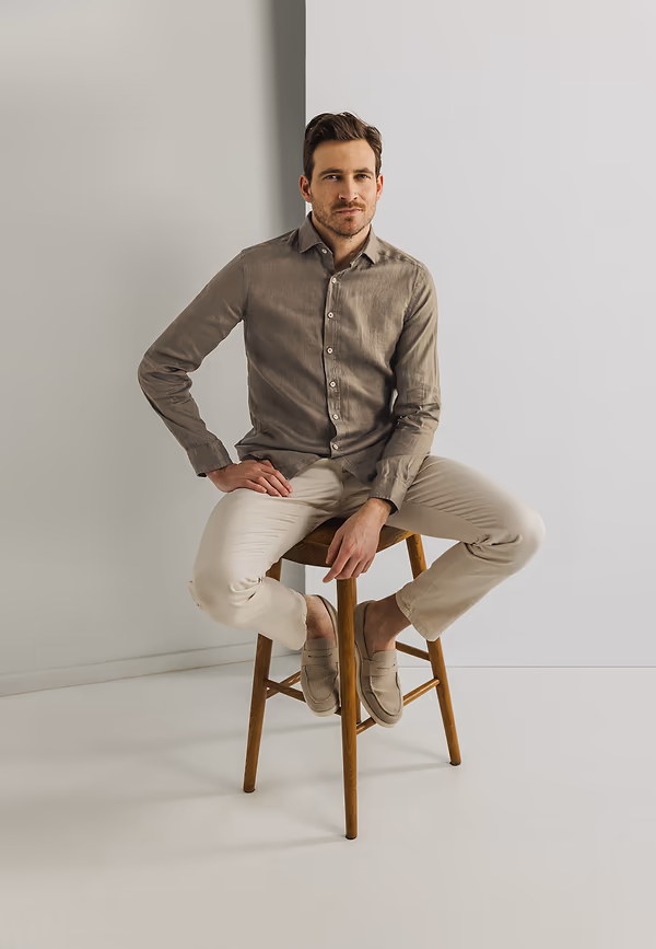 State Of Art Overhemd Van Linnen Sepia Uni