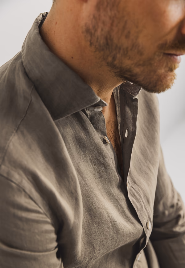State Of Art Overhemd Van Linnen Sepia Uni