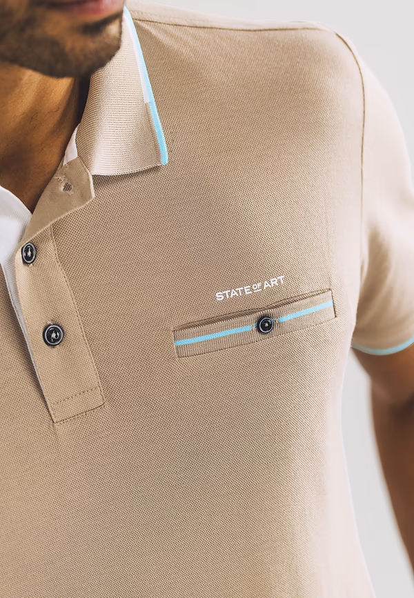 State Of Art Piqué Polo Met Borstzak Beige Uni