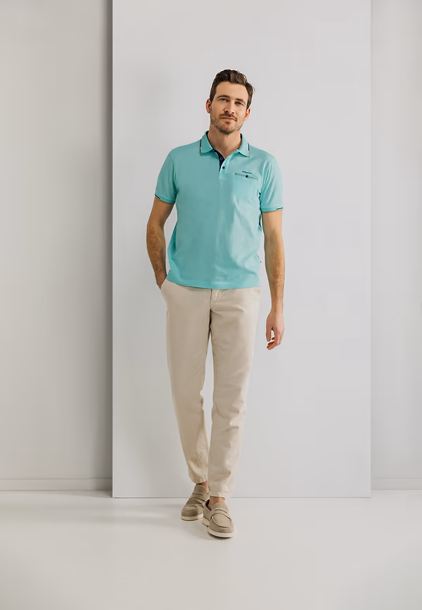 State Of Art Piqué Polo Met Borstzak Mintblauw Uni