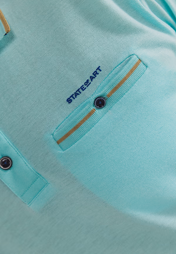 State Of Art Piqué Polo Met Borstzak Mintblauw Uni