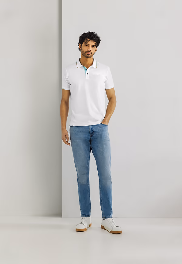 State Of Art Piqué Polo Met Regular Fit Wit Uni