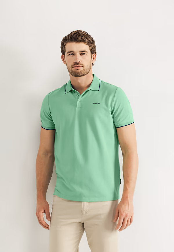 State Of Art Piqué Polo Met Streepdetails Jade Uni