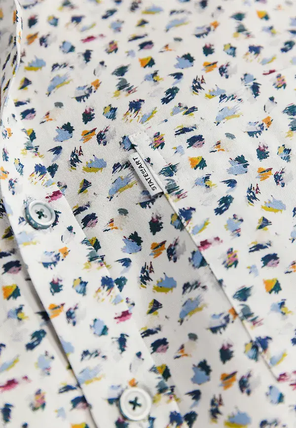 State Of Art Twill Overhemd Van Katoen Wit/petrol